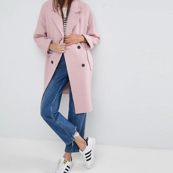 NWT ASOS Wool Blend Coat with Raw Edges - Picture 6 of 6